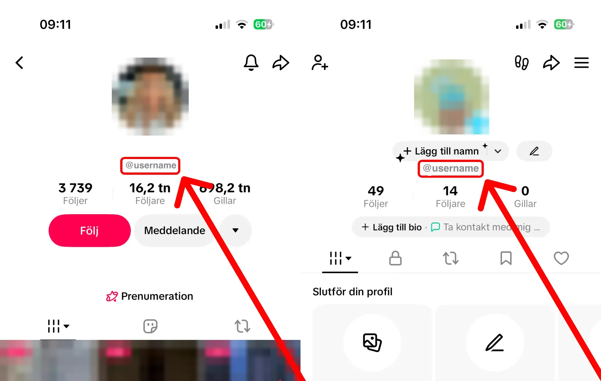 Köp TikTok-paket: guide med skärmbilder – här hittar du ditt användarnamn eller din profillänk på TikTok