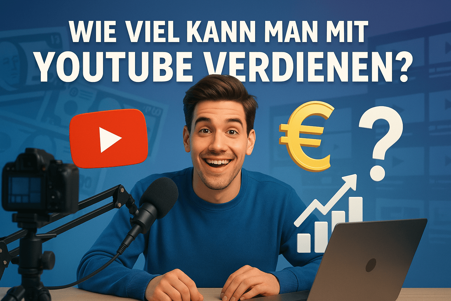 YouTube-kreatör framför instrumentpanelen för analys och monetisering